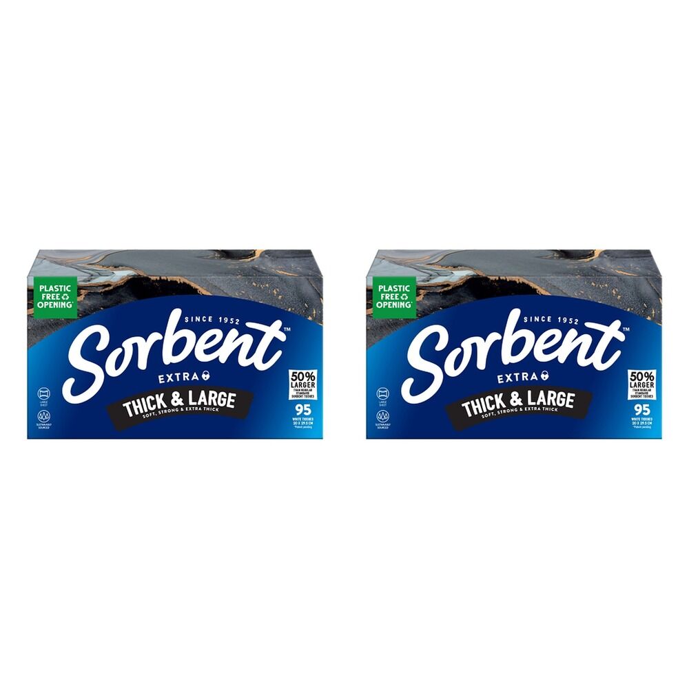 Sorbent Thick & Large Facial Tissues 95 Pack x 12 Bundle of 2