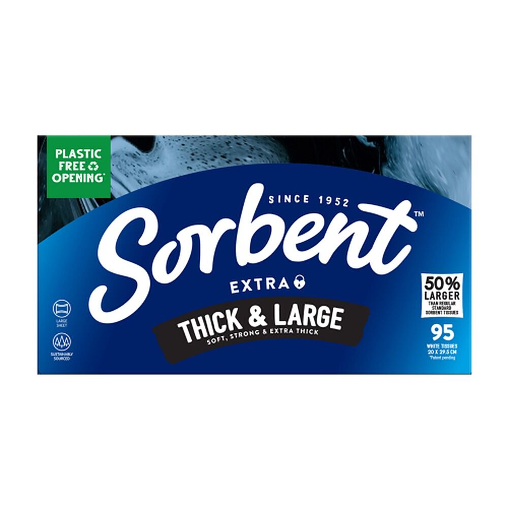 Sorbent Thick & Large Facial Tissues 95 Pack x 12