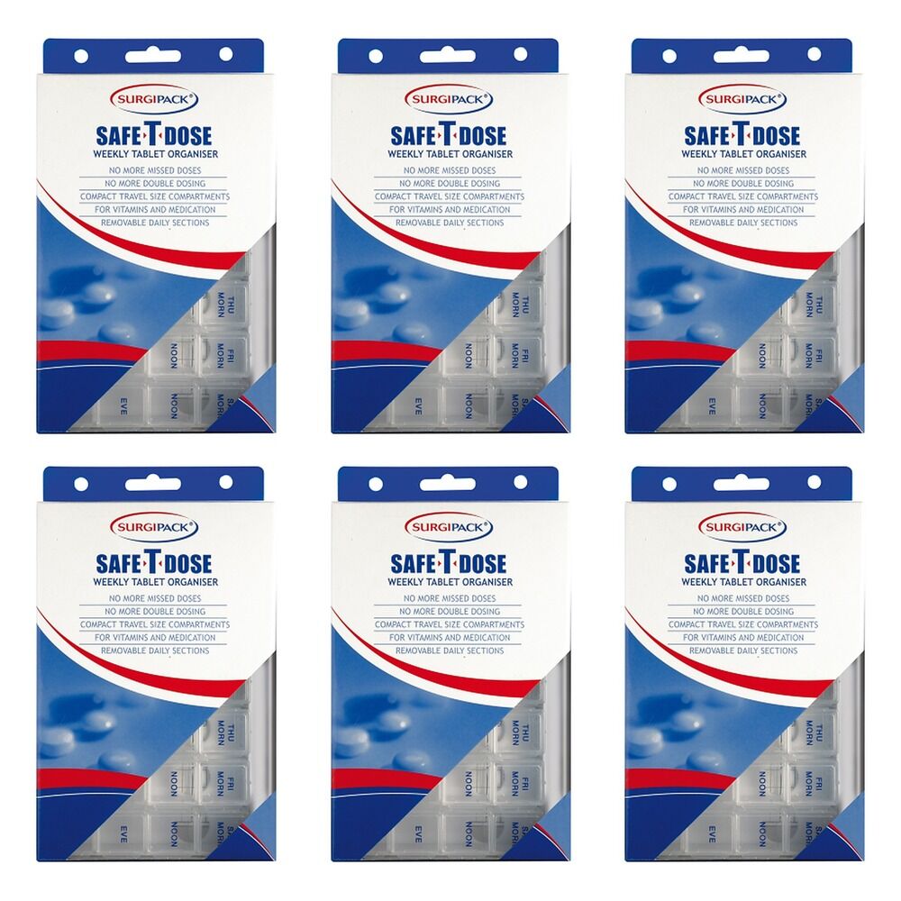 SurgiPack Safe-T-Dose Weekly Pill Organiser Small Pack of 6