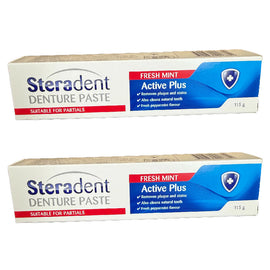 Steradent Denture Paste Active Plus Fresh Mint 2 Pack 115g Cleaner