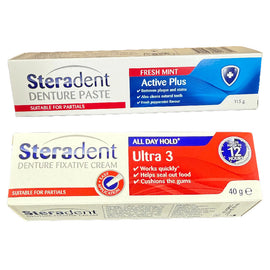 Steradent Denture Care Bundle Ultra 3 Fixative Plus Active Paste