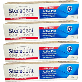 Steradent Denture Paste Active Plus Fresh Mint 4 Pack 115g Cleaner