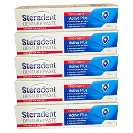 Steradent Denture Paste Active Plus Fresh Mint 5 Pack 115g Cleaner