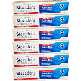 Steradent Denture Paste Active Plus Fresh Mint 6 Pack 115g Cleaner