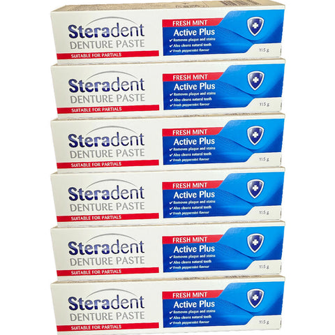 Steradent Denture Paste Active Plus Fresh Mint 6 Pack 115g Cleaner
