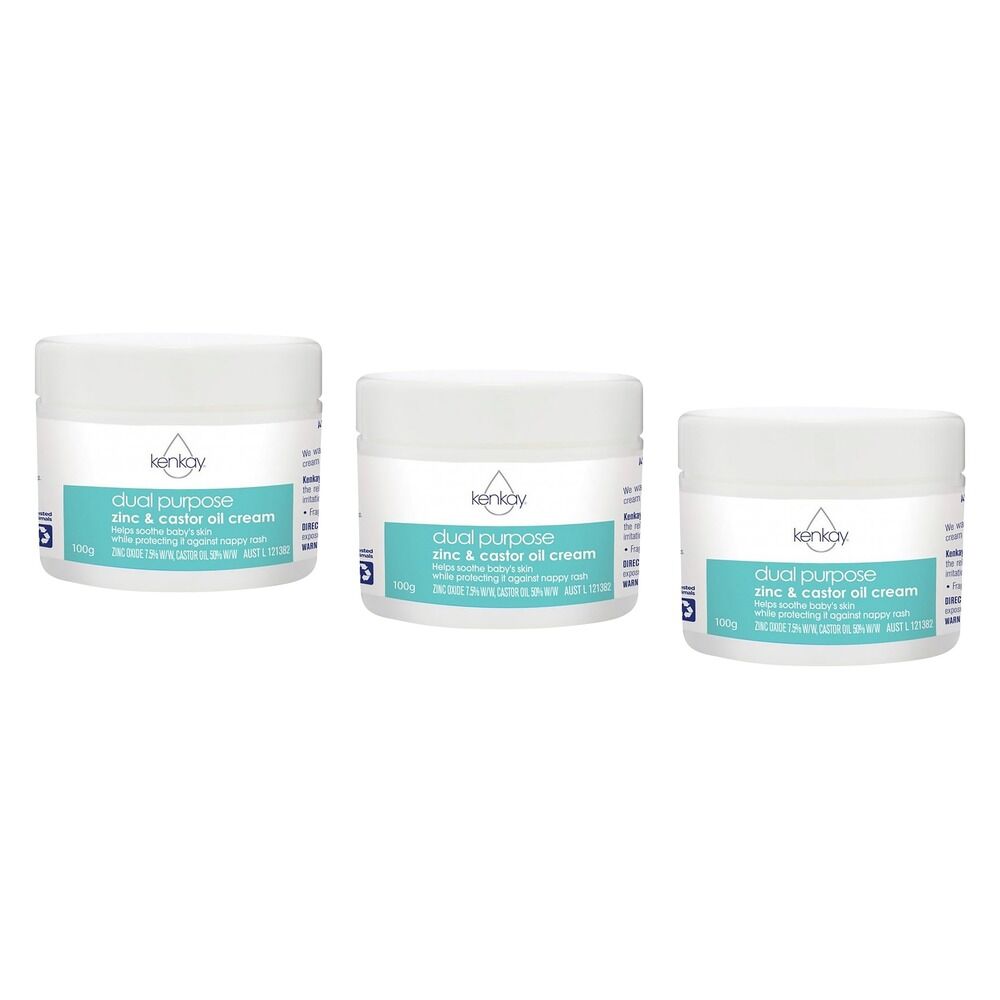 Kenkay Dual Purpose Zinc & Castor Oil Nappy Rash Cream 100g Pack of 3