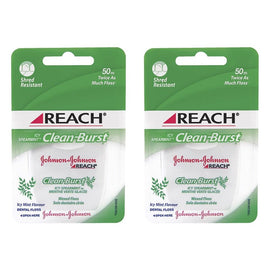 Reach Cleanburst Waxed Floss Icy Spearmint 50m Pack of 2
