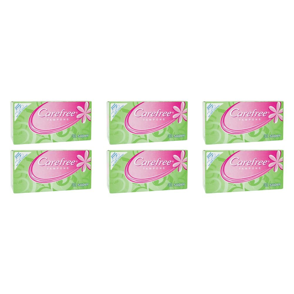 Carefree Tampons Super 32 Pack x 6 Bundle of 6