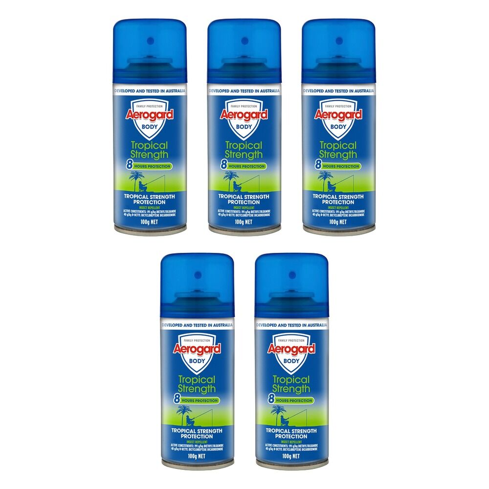 Aerogard Tropical Strength Repellent Aerosol 100g Pack of 5