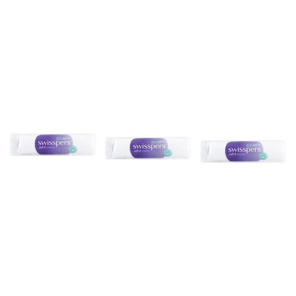 Swisspers Make-Up Pads 80 Pack Bundle of 3