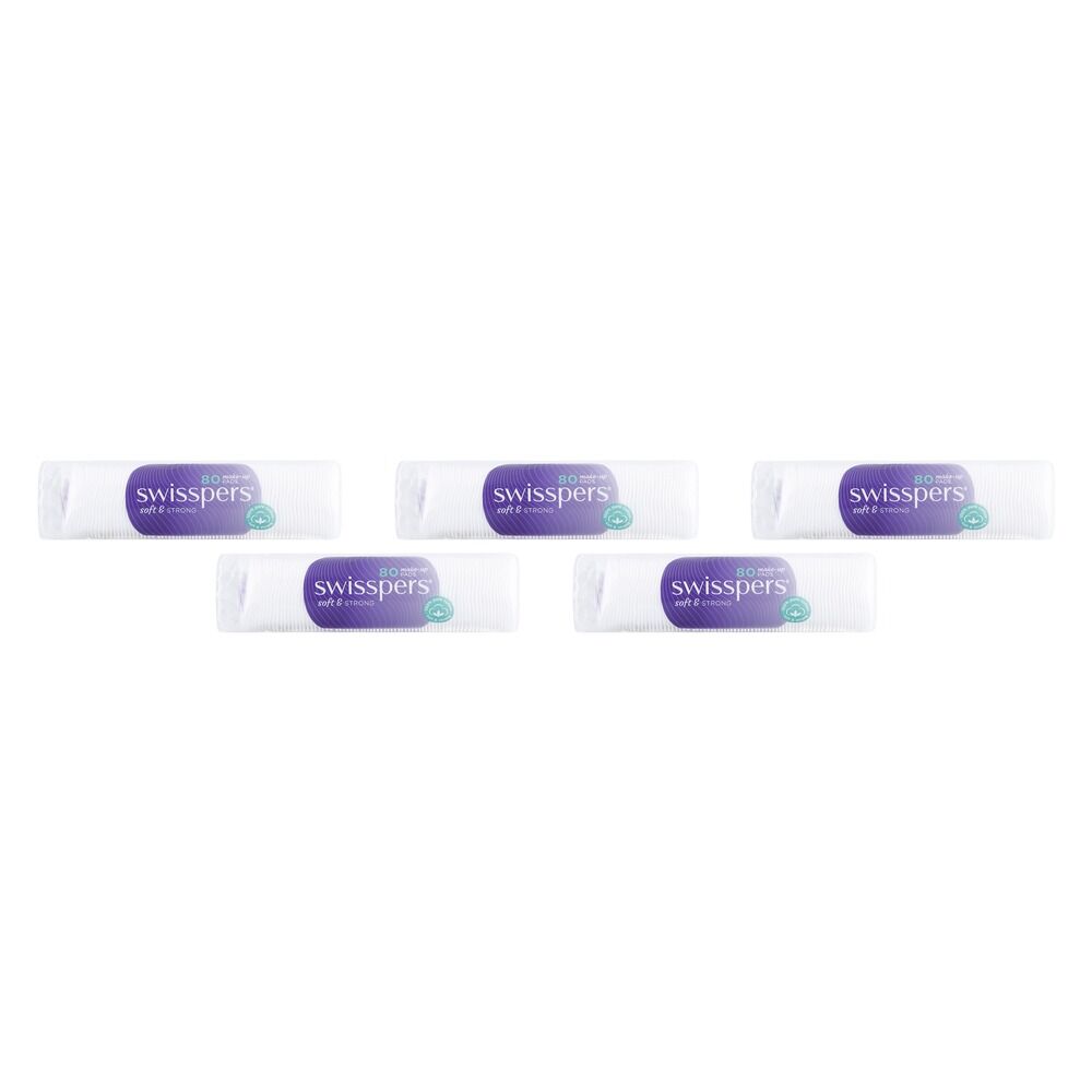 Swisspers Make-Up Pads 80 Pack Bundle of 5