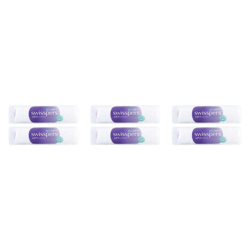 Swisspers Make-Up Pads 80 Pack Bundle of 6