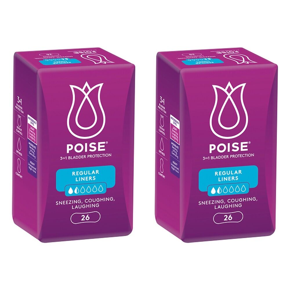 Poise Regular Liners 26 Pack x 6 Bundle of 2