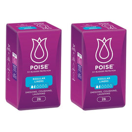 Poise Regular Liners 26 Pack x 6 Bundle of 2