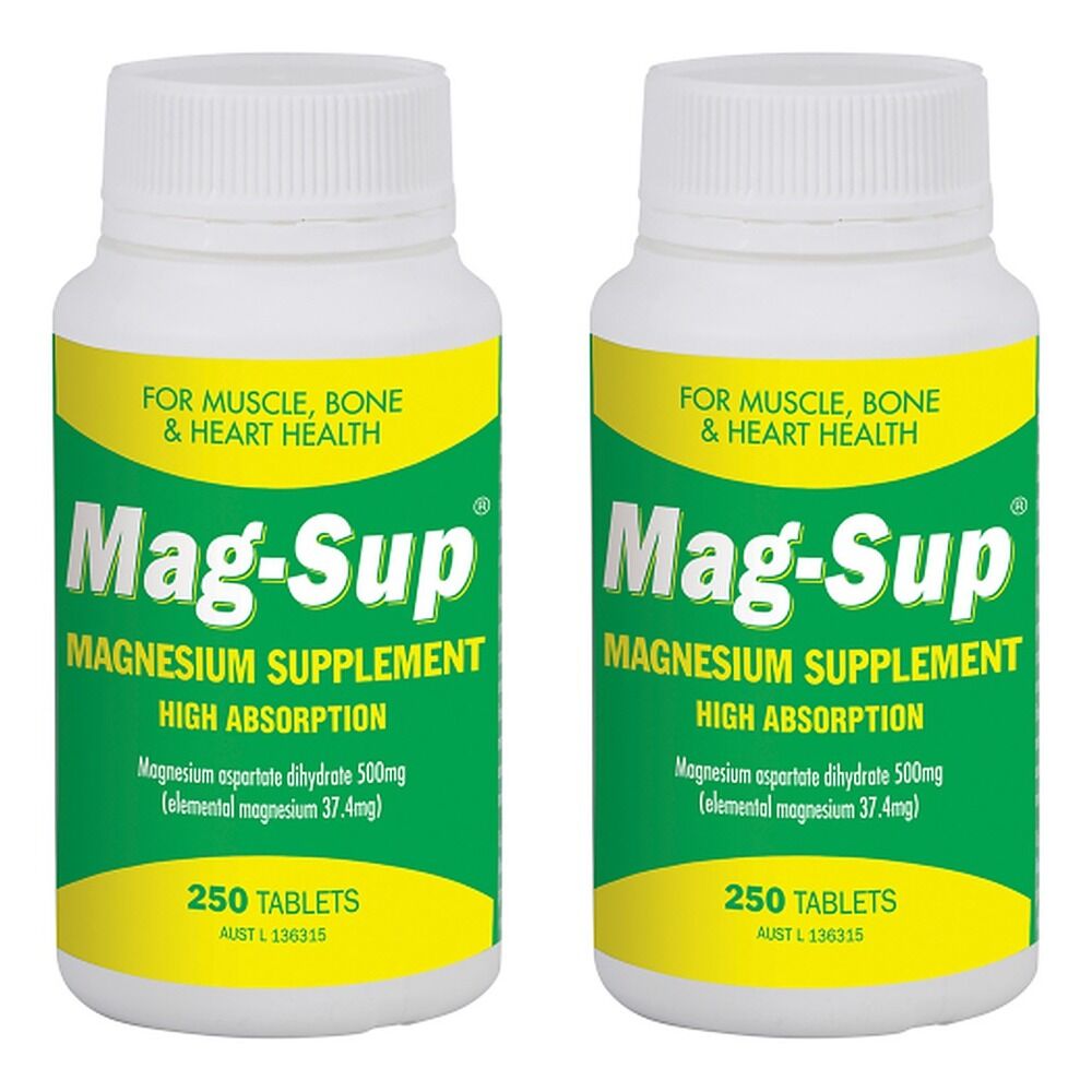 Mag-Sup Magnesium Supplement High Absorption 250 Tablets Pack of 2