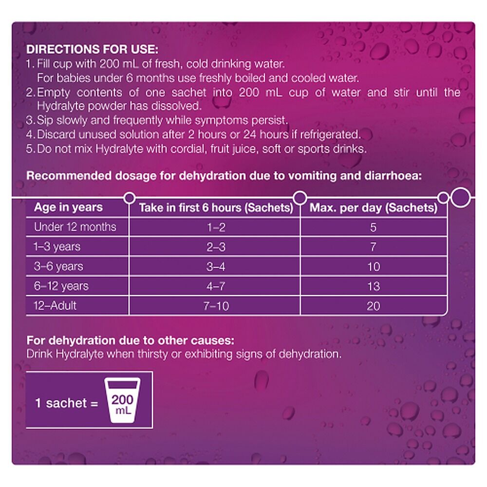 Hydralyte Apple Blackcurrant Flavoured Electrolyte Powder 10 Pack
