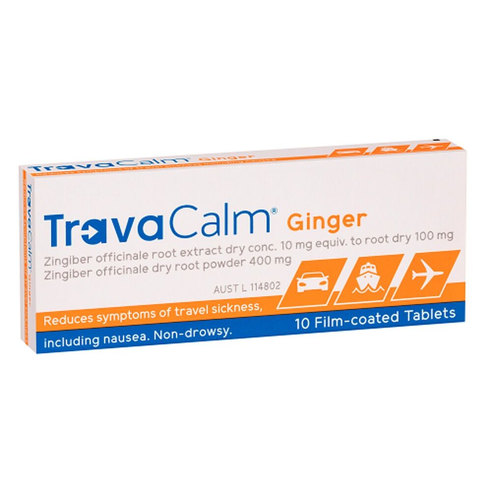 Travacalm Ginger Travel Sickness Tablets 10 Pack
