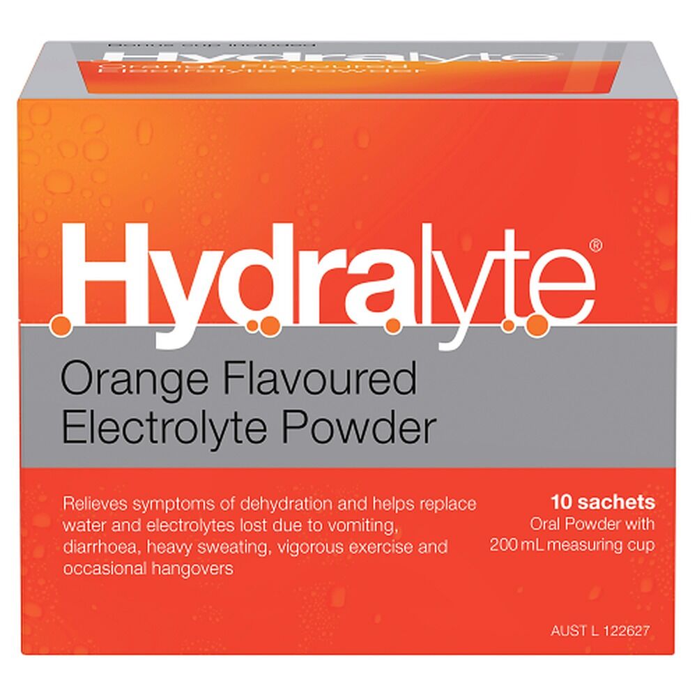 Hydralyte Orange Flavoured Electrolyte Powder 10 Pack