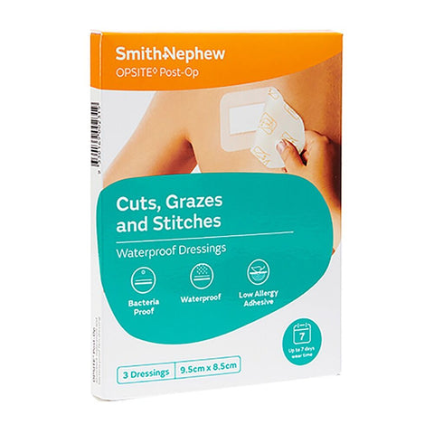 Opsite Post-Op Waterproof Dressing 9.5cm x 8.5cm 3 Pack