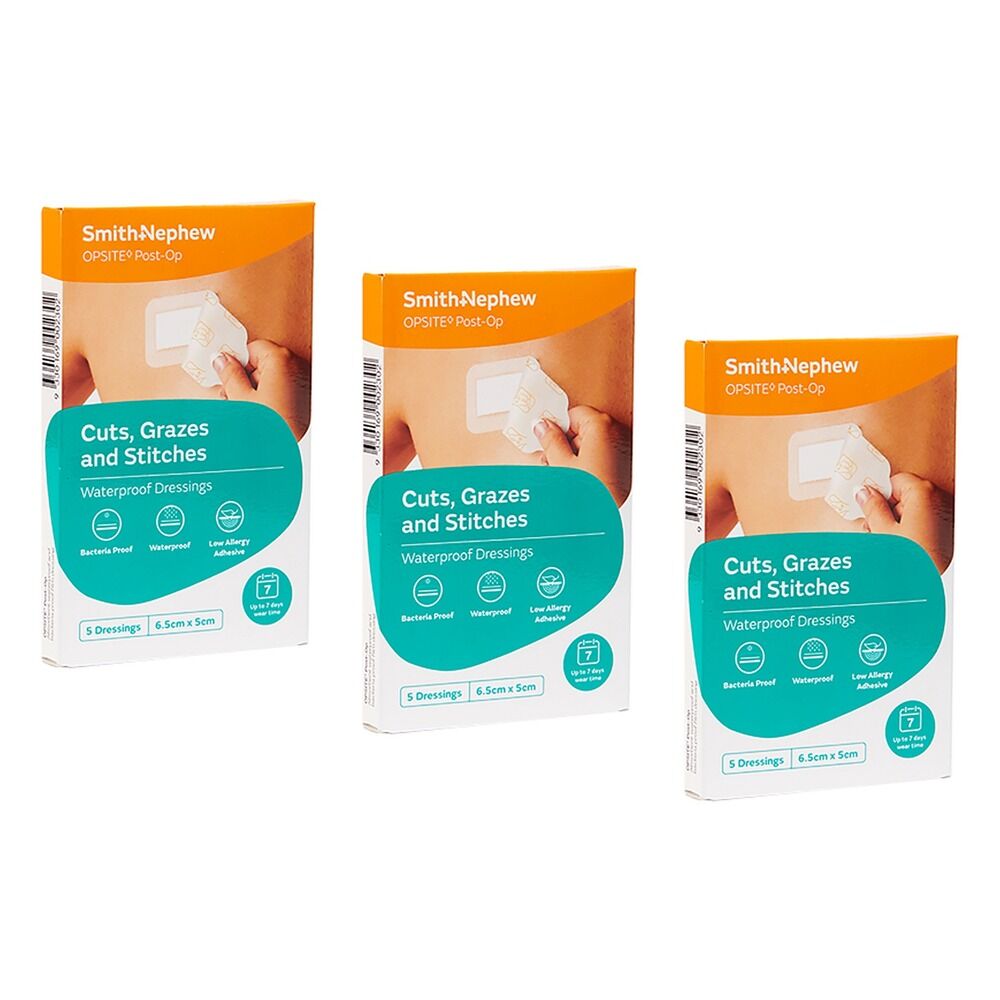 Opsite Post-Op Waterproof Dressing 5cm 5 Pack Bundle of 3