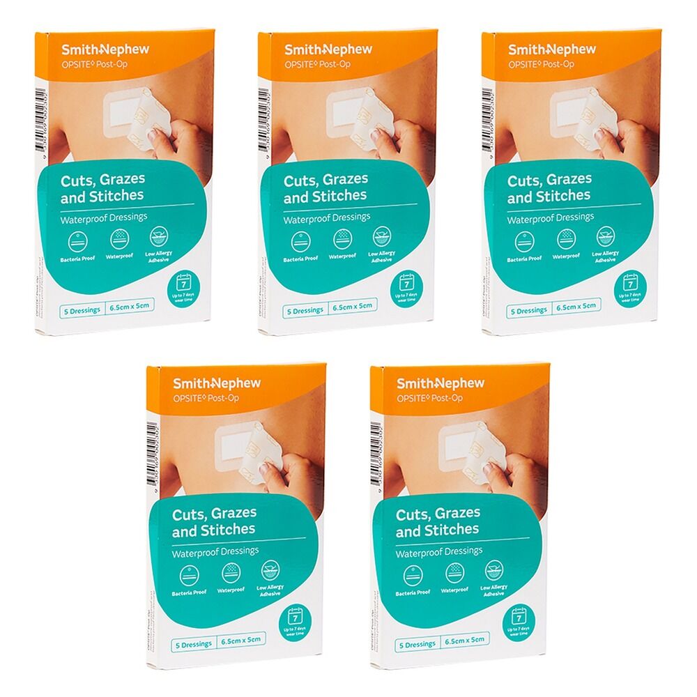 Opsite Post-Op Waterproof Dressing 5cm 5 Pack Bundle of 5