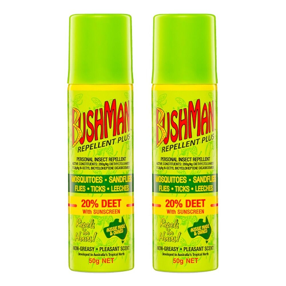 Bushman Repellent Plus 20% DEET with Sunscreen 50g Pack of 2