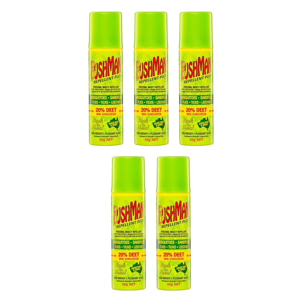 Bushman Repellent Plus 20% DEET with Sunscreen 50g Pack of 5