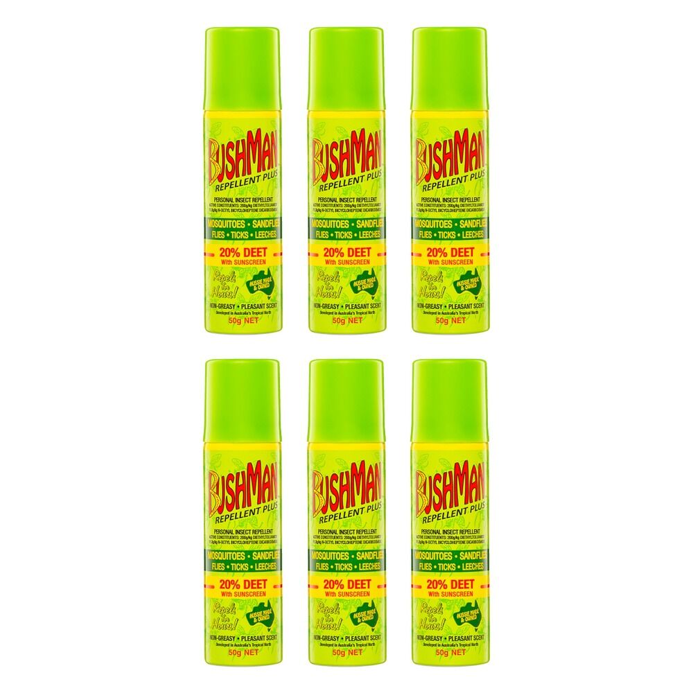 Bushman Repellent Plus 20% DEET with Sunscreen 50g Pack of 6