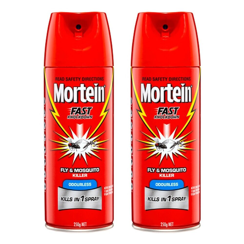 Mortein Fast Knockdown Odourless Aerosol Fly & Mosquito Killer 250g Pack of 2