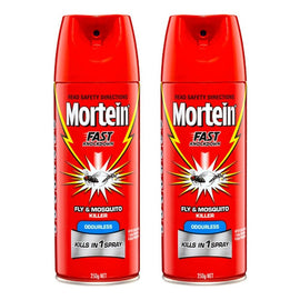Mortein Fast Knockdown Odourless Aerosol Fly & Mosquito Killer 250g Pack of 2
