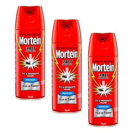 Mortein Fast Knockdown Odourless Aerosol Fly & Mosquito Killer 250g Pack of 3