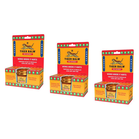 Tiger Balm Red Pain Relieving Ointment 18g Pack of 3