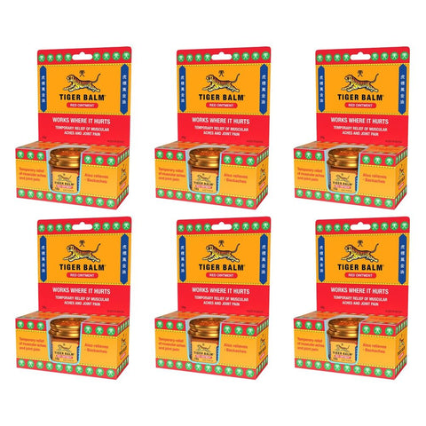 Tiger Balm Red Pain Relieving Ointment 18g Pack of 6