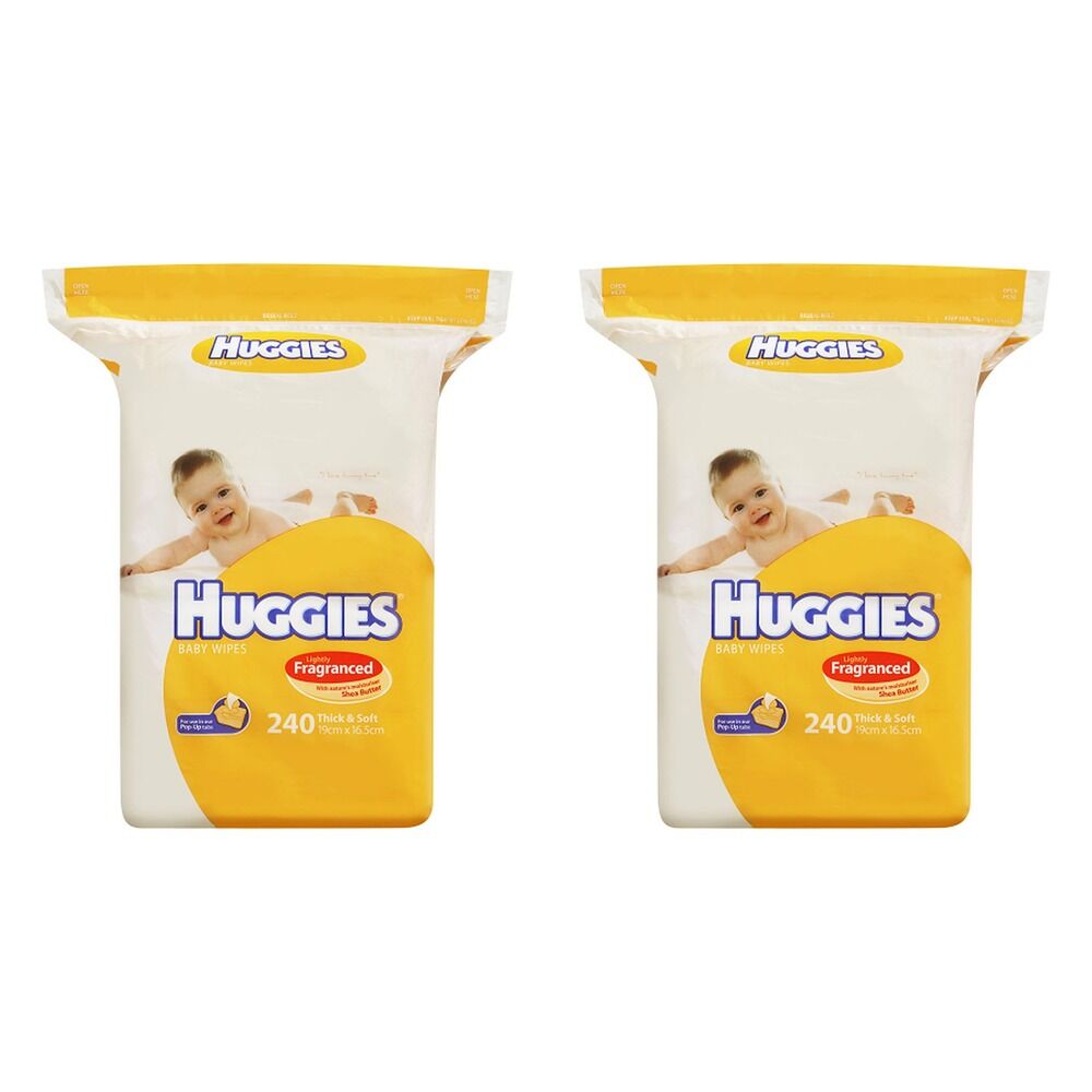 Huggies Thick Baby Wipes Coconut Oil, 3-in-1 Clean, 240 Pack x 2 Bundle of 2
