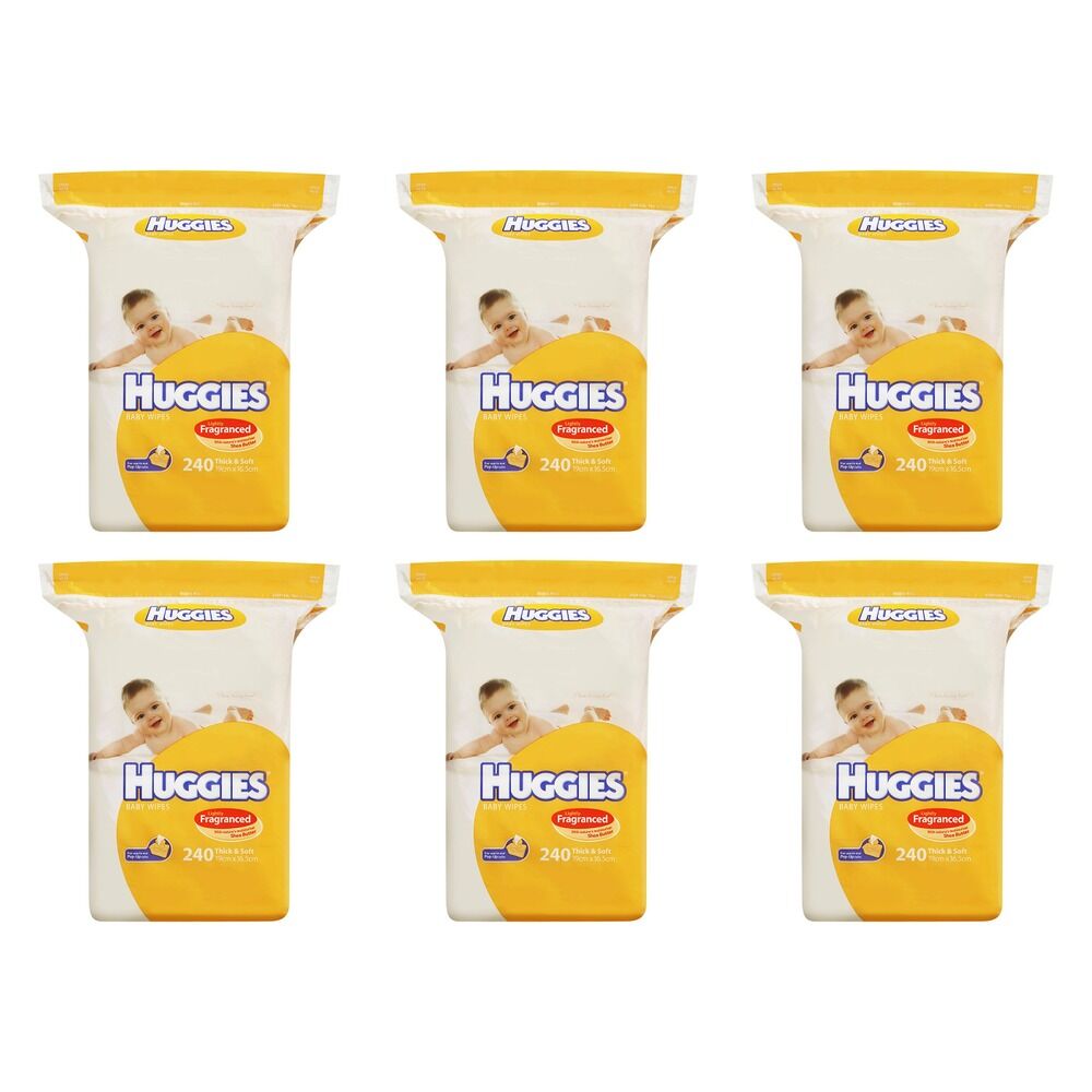 Huggies Thick Baby Wipes Coconut Oil, 3-in-1 Clean, 240 Pack x 2 Bundle of 6