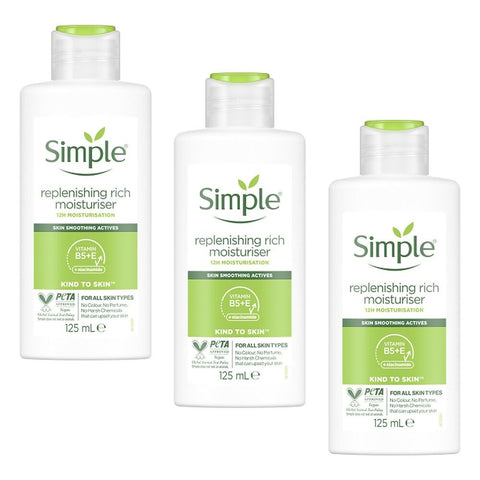 Simple Replenishing Rich Moisturiser 125mL Pack of 3