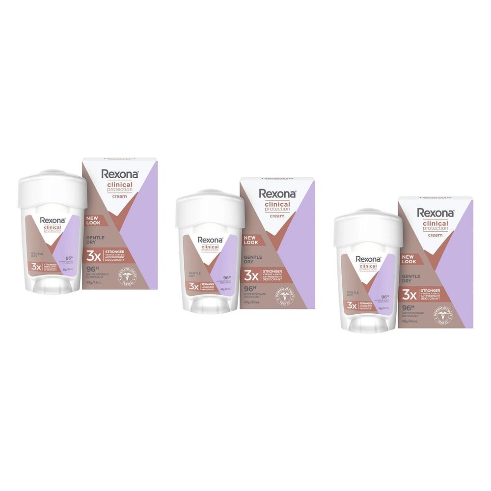 Rexona Clinical Protection Antiperspirant Cream Gentle Dry 45mL Pack of 3