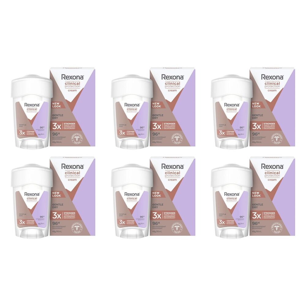Rexona Clinical Protection Antiperspirant Cream Gentle Dry 45mL Pack of 6