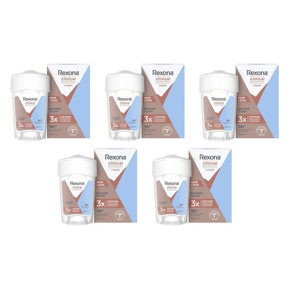 Rexona Antiperspirant Cream Clinical Shower Clean 45mL Pack of 5