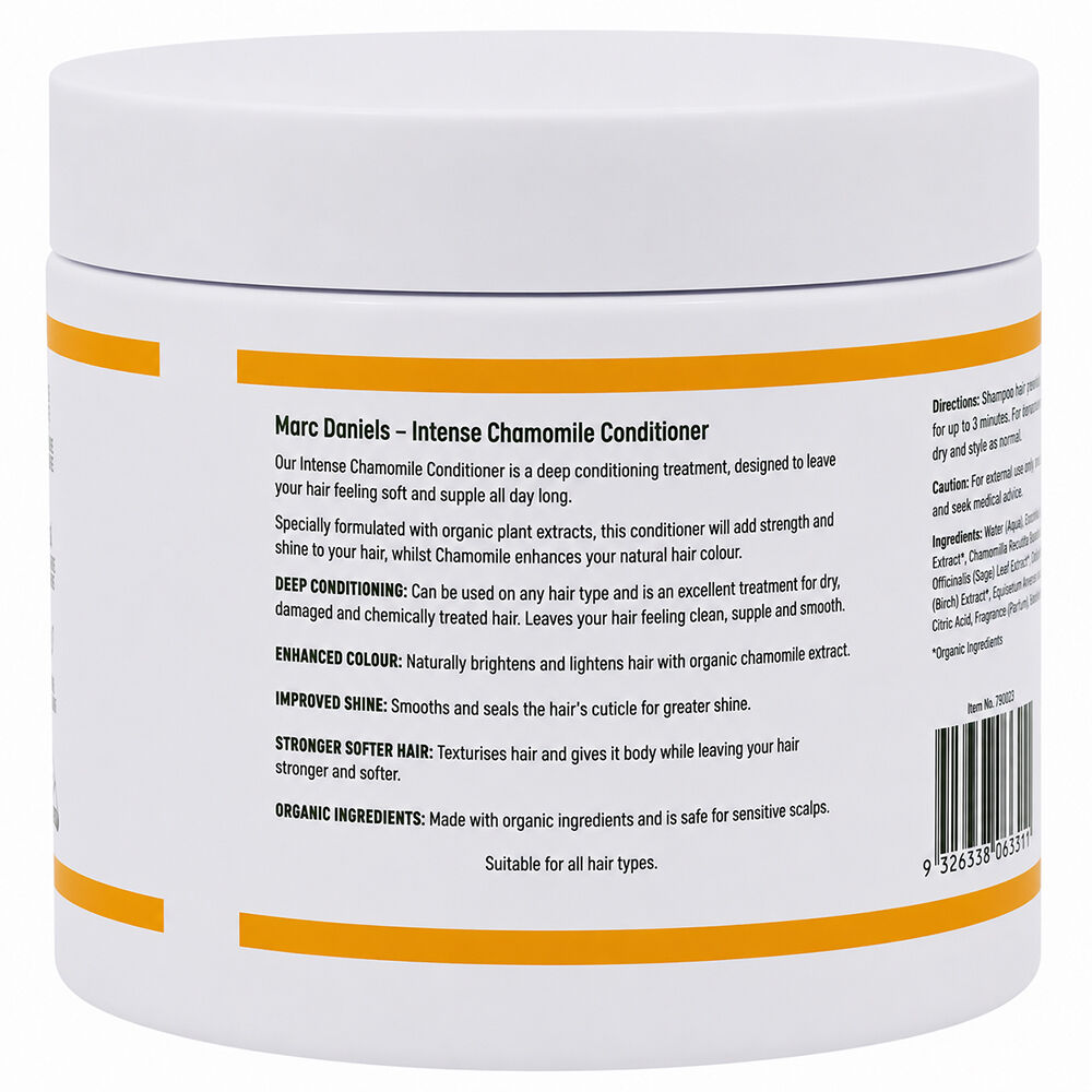 Marc Daniels Intense Chamomile Organic Vegan Hair Conditioner 2 x 400g