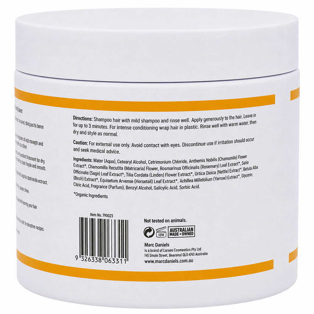 Marc Daniels Intense Chamomile Organic Vegan Friendly Hair Conditioner 400g