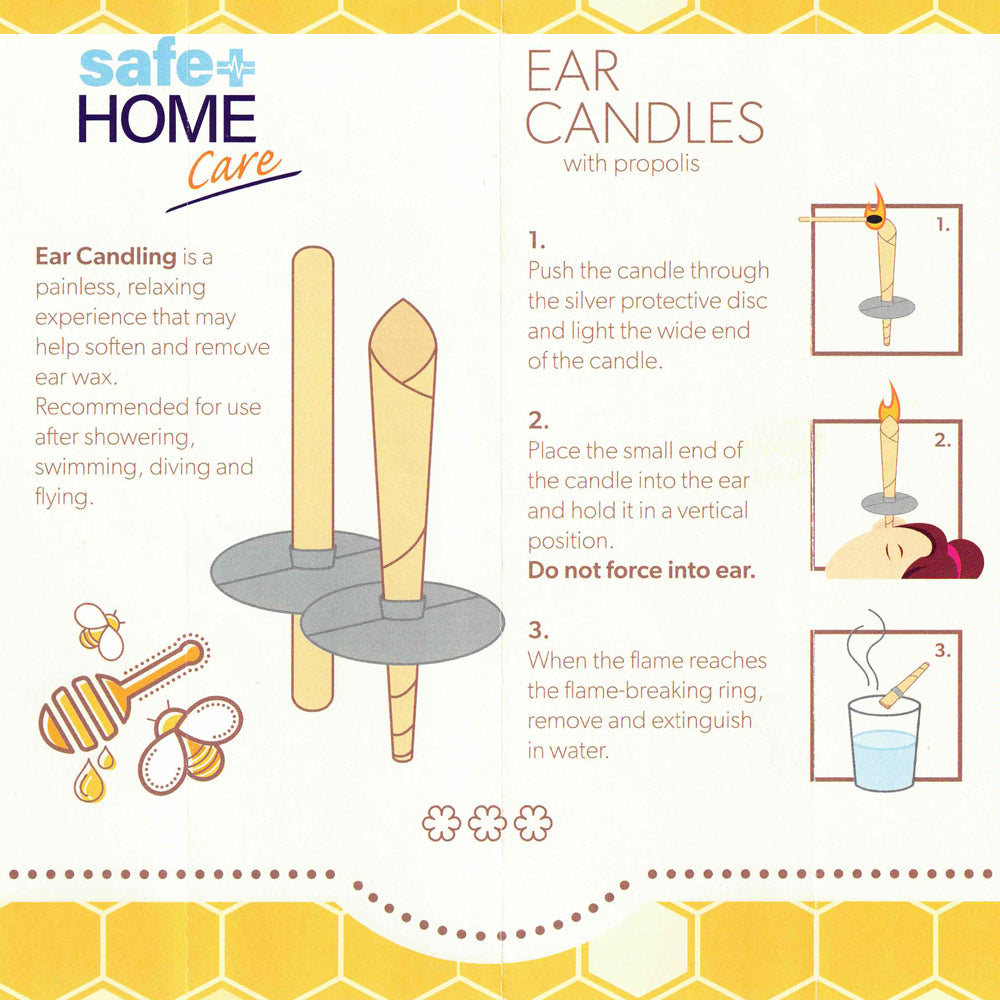 Safe Home Care Cone Bees Wax Ear Candles with Propolis