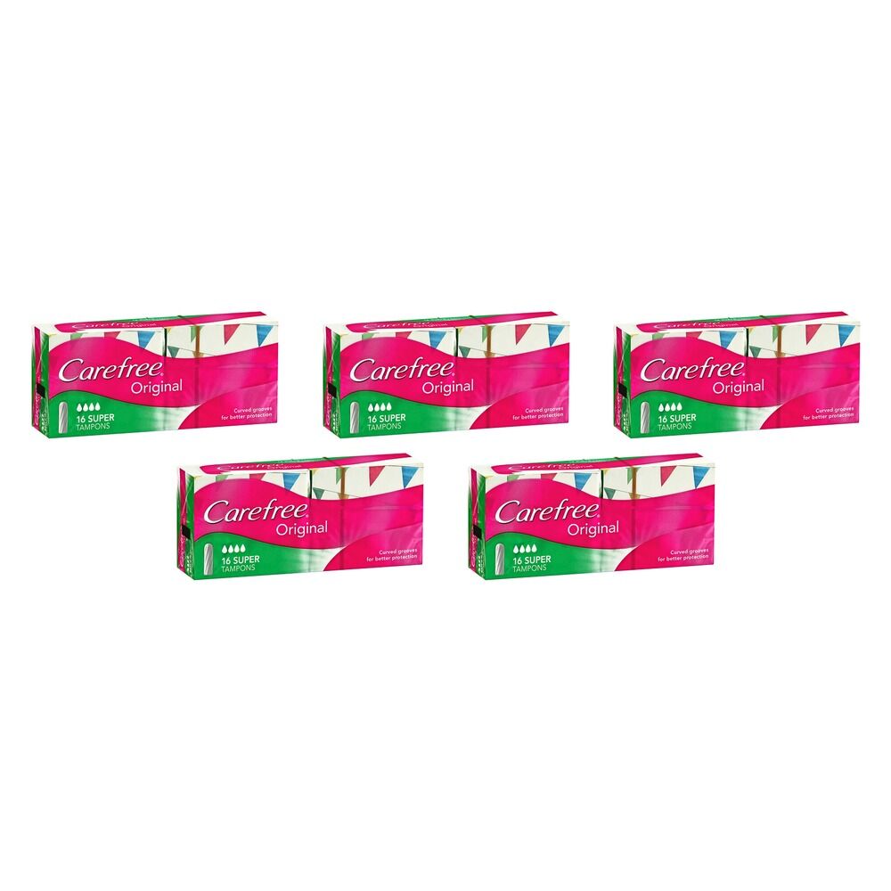 Carefree Tampons Super 16 Pack x 12 Bundle of 5