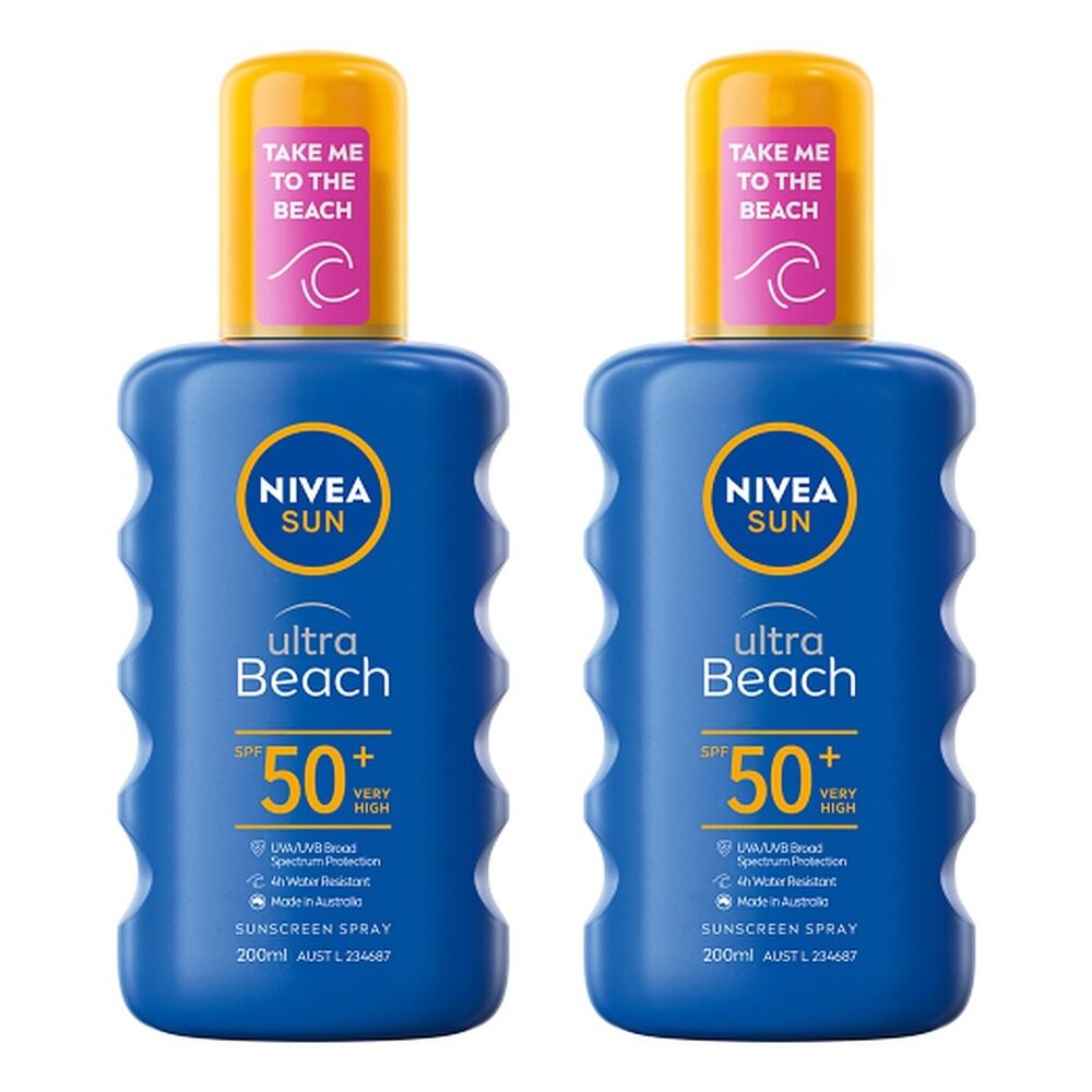 NIVEA Sun Ultra Beach Sunscreen Spray SPF50+ 200mL Pack of 2