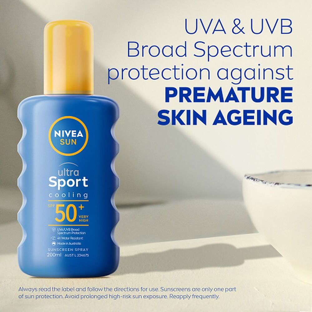 NIVEA Sun Ultra Sport Cooling Sunscreen Spray SPF50+ 200mL