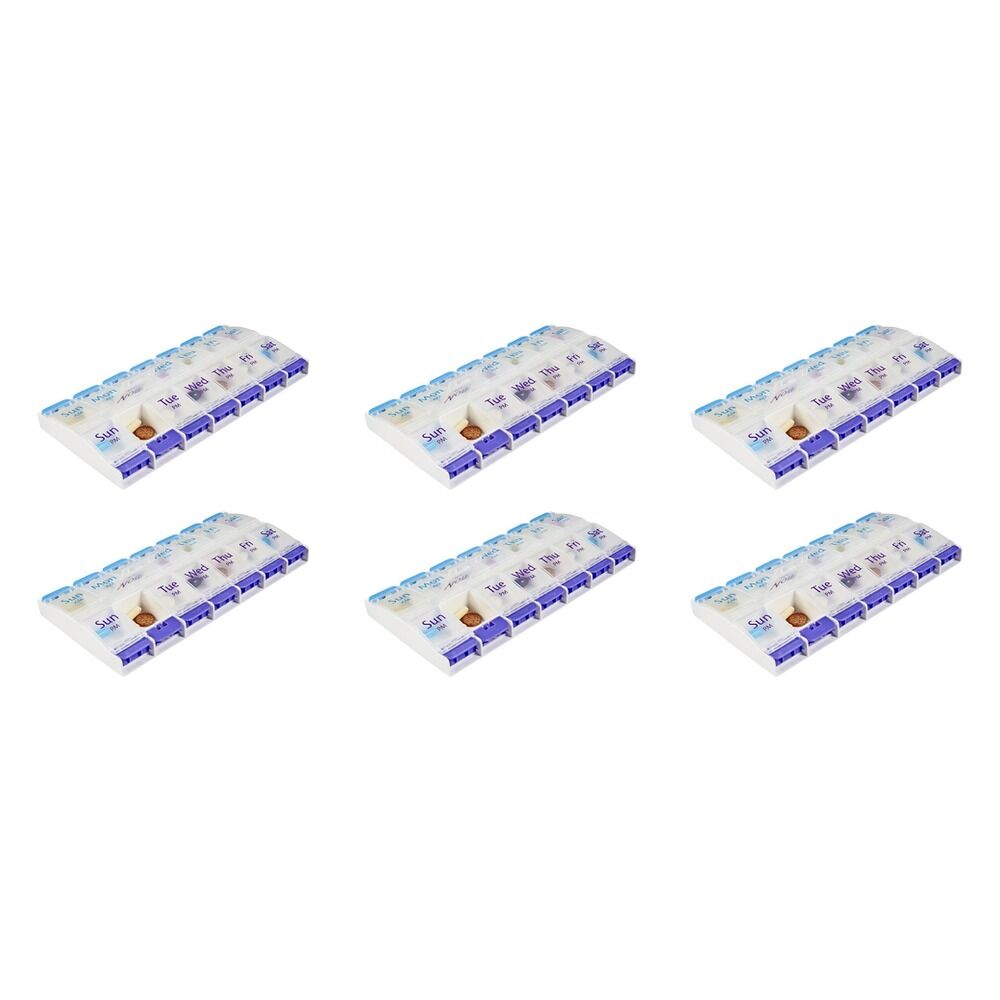 Making Life Easy Pill Reminder 7 Day AM/PM Push Button Pack of 6