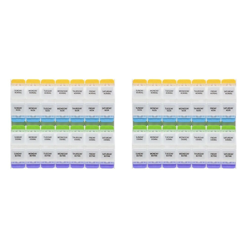 Making Life Easy Pill Plan 4-A-Day Weekly Push Button Pack of 2