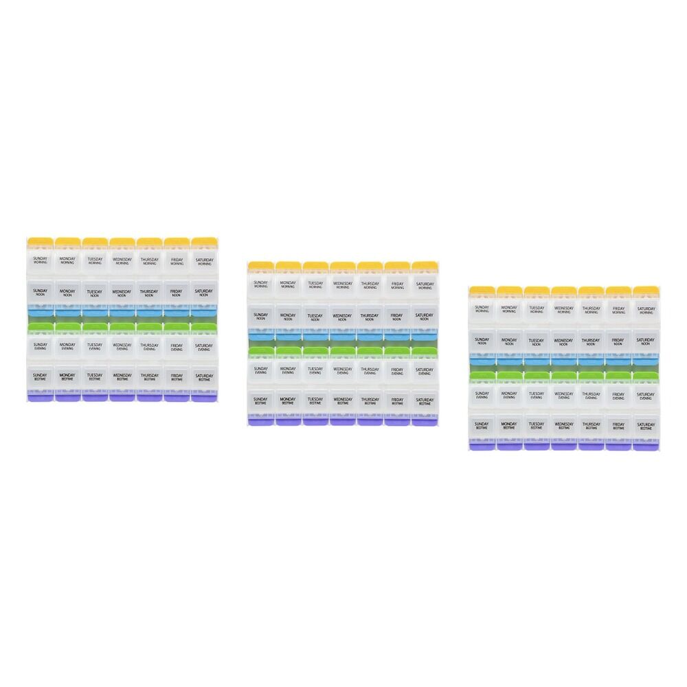 Making Life Easy Pill Plan 4-A-Day Weekly Push Button Pack of 3