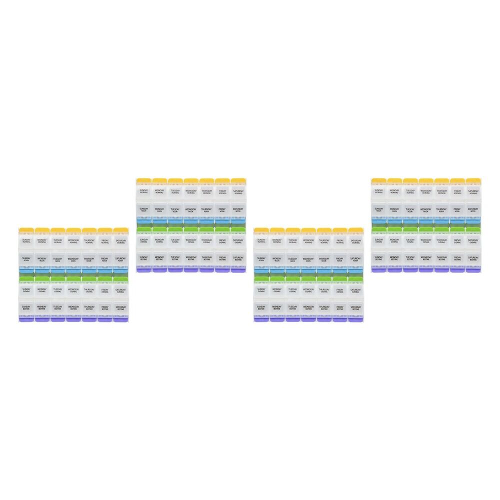 Making Life Easy Pill Plan 4-A-Day Weekly Push Button Pack of 4