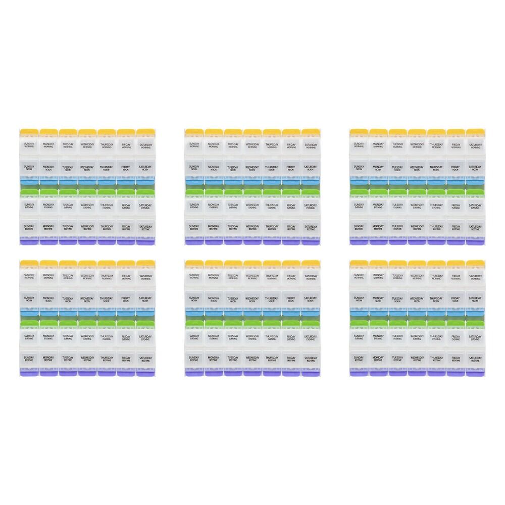 Making Life Easy Pill Plan 4-A-Day Weekly Push Button Pack of 6